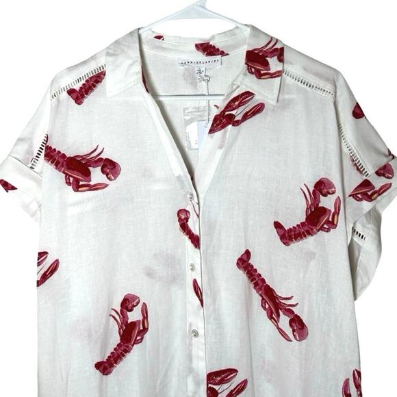 NWT Jane & Delancey Women’s Linen Blend Button Down Lobster Shirt Size Large - Picture 3 of 8